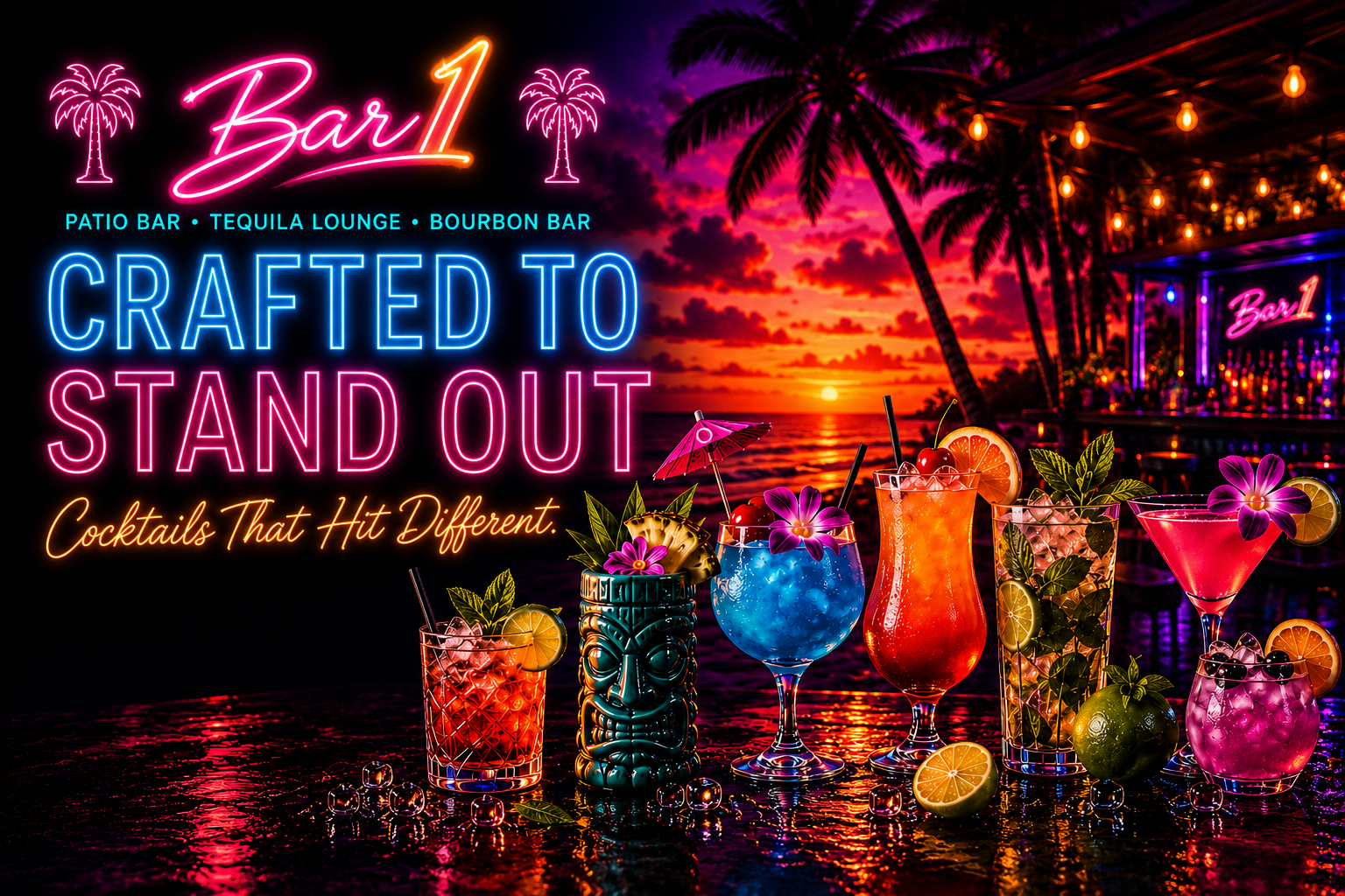 Cocktail menu at Bar 1, Phoenix LGBTQ+ neighborhood bar