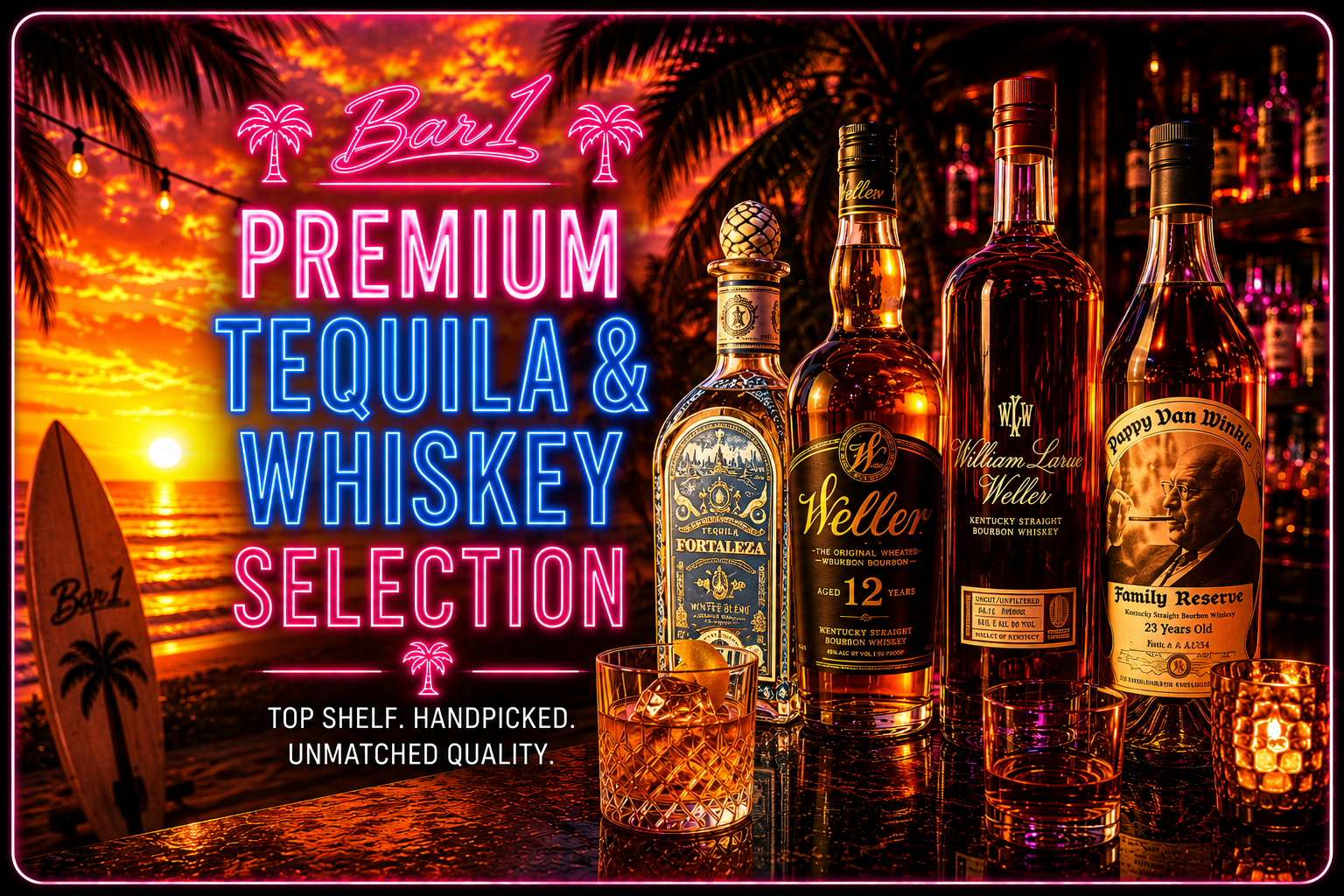 Premium tequila and whiskey selections at Bar 1 Phoenix