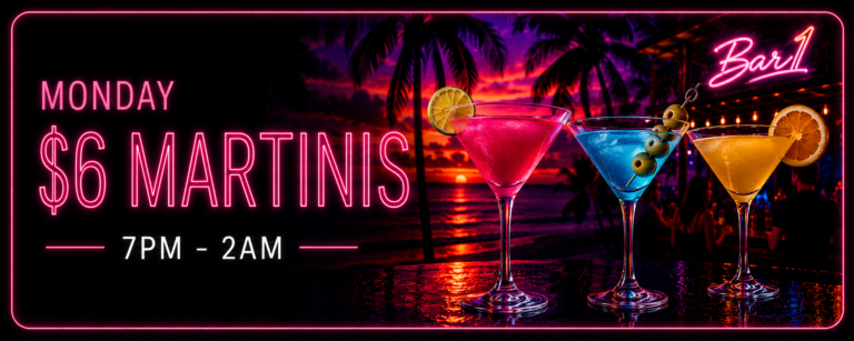 Monday drink specials artwork at Bar1 Phoenix