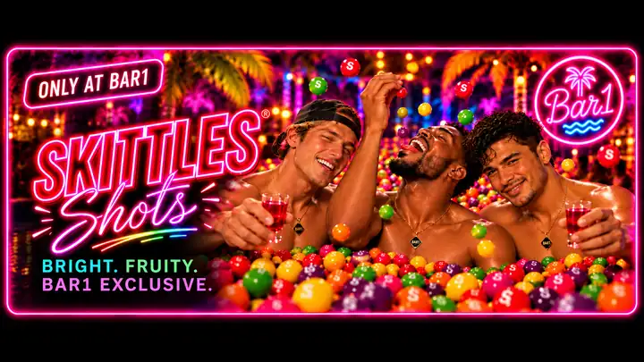 Bar1 exclusive Skittles Shots advertisement